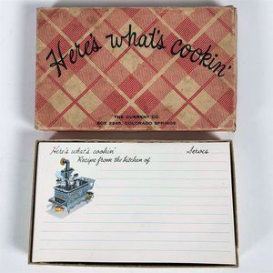 Vintage Here's What's Cookin' Blank Recipe Cards